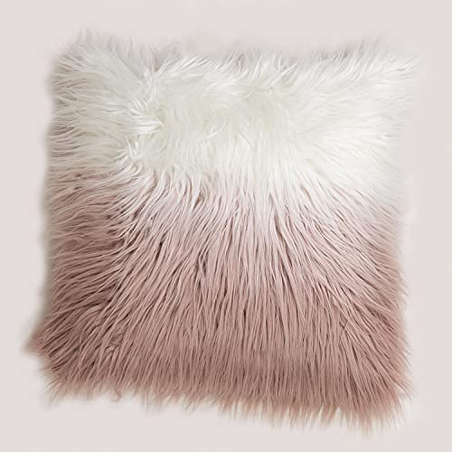 Sklum Friser cuscino quadrato 45x45 rosa nocciola pelo lungo