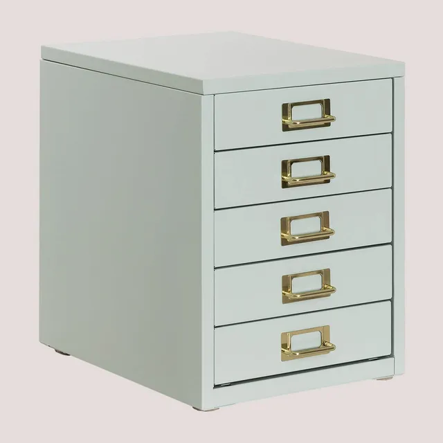 Sklum Kazuo Schedario da Tavolo in Metallo Celadon 5 Cassetti