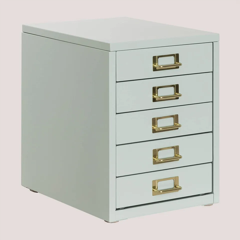 Sklum Kazuo Schedario da Tavolo in Metallo Celadon 5 Cassetti