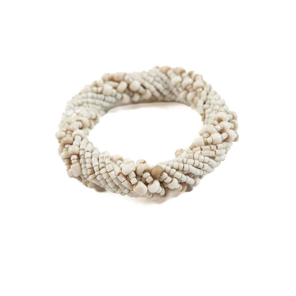 Bambua Beaded portatovaglioli bianchi set 4 pezzi