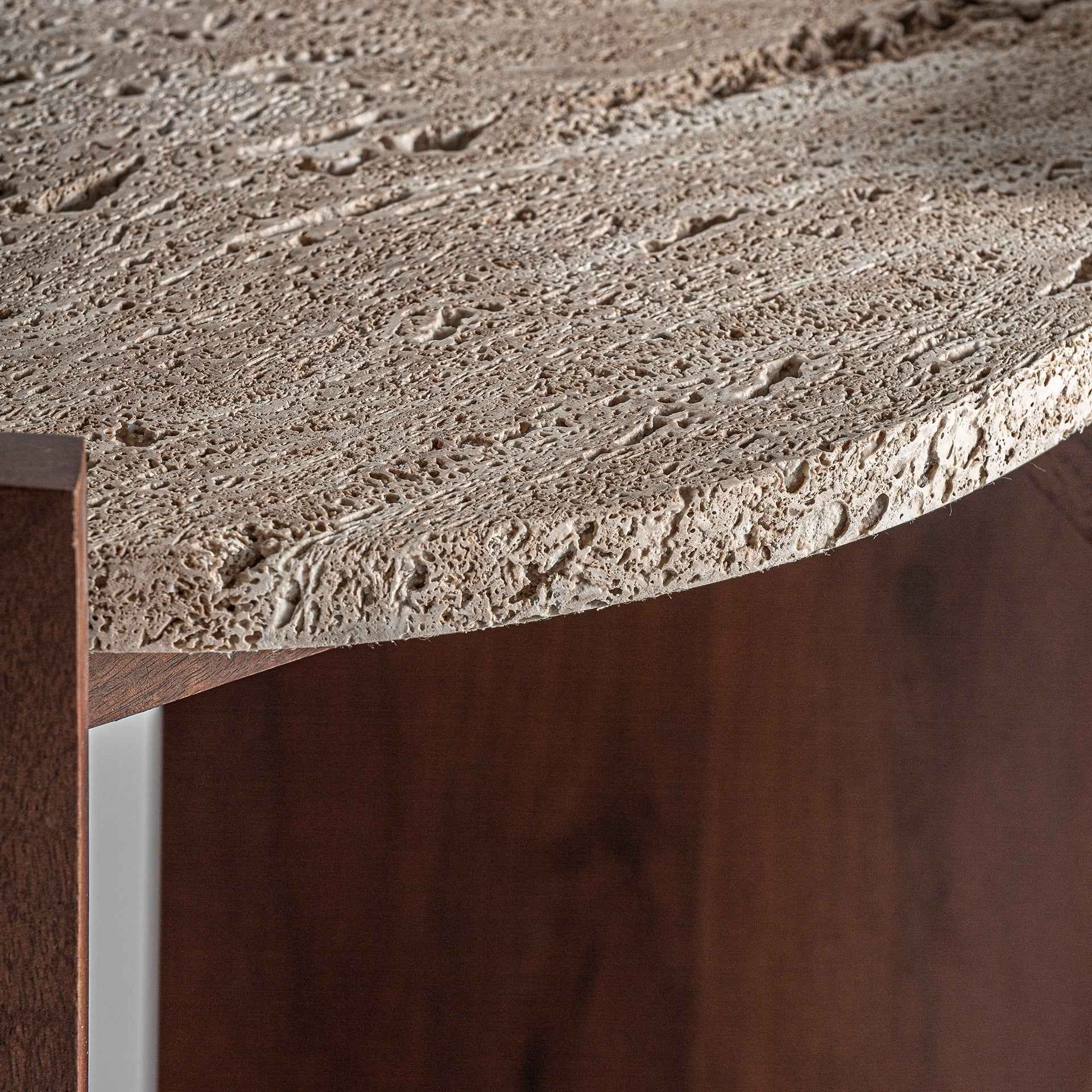 Bambua Tivoli tavolino travertino legno mango