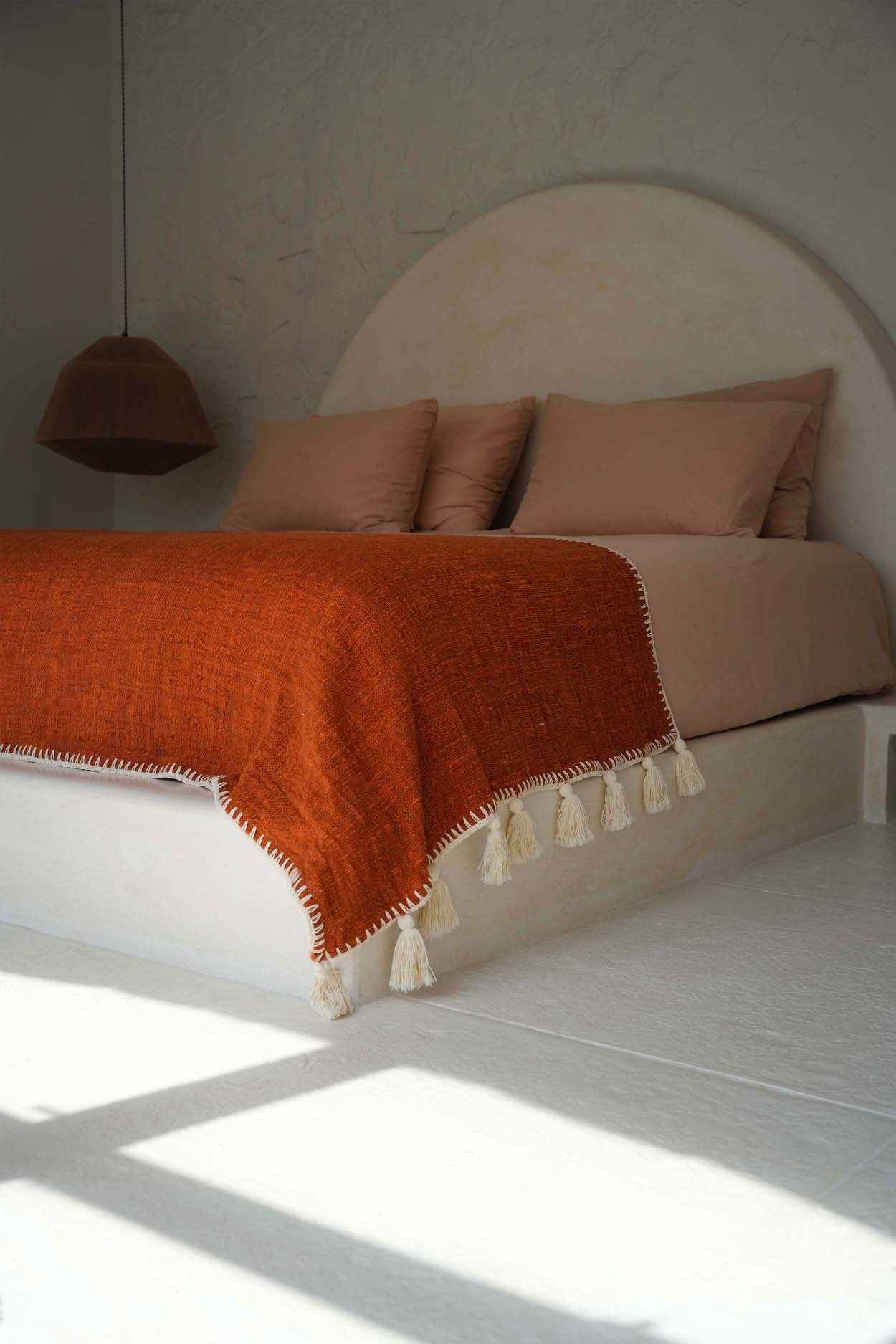 Bambua Stitch plaid letto terracotta cotone