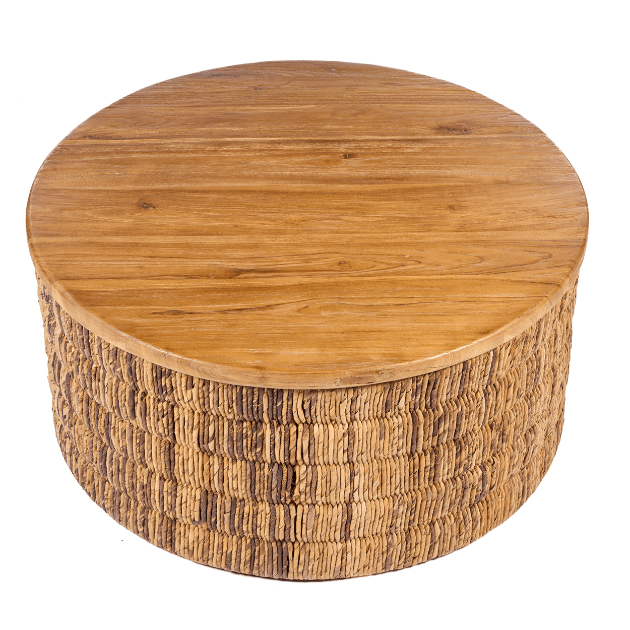 Bambua Abaca Round Natural Magani tavolino teak naturale