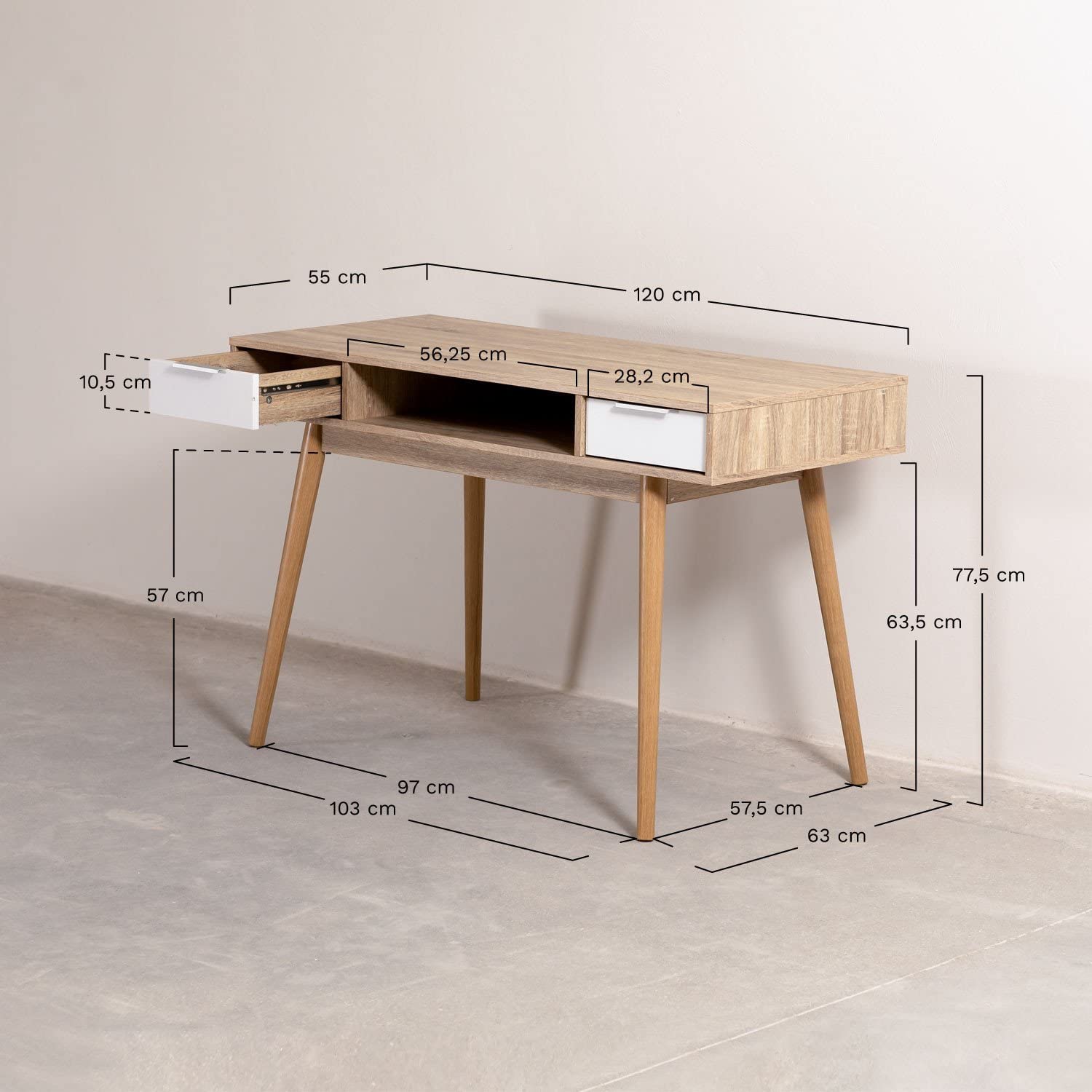 Sklum Baldri Style Scrivania Natural 120 cm in Legno